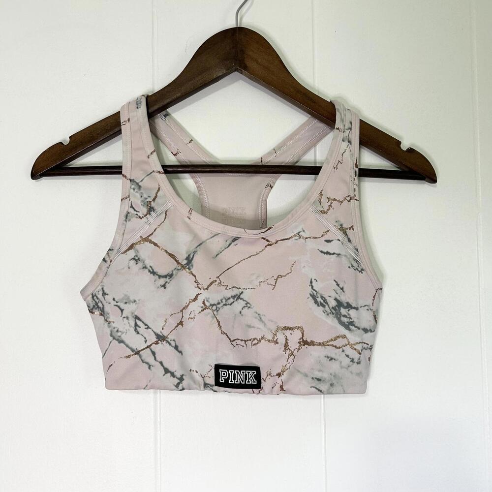 Victoria’s Secret Pink Marble Active Activewear Sports Bra Women's Small